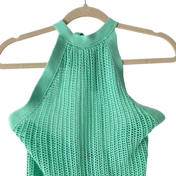 Beach Riot NWTs Romee High Neck Halter Green Crochet Dress Swim Coverup medium - Picture 4 of 9